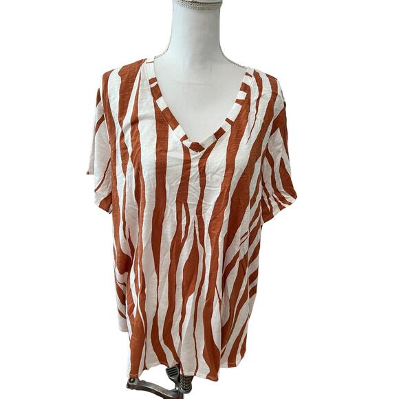 Rachel Zoe Zebra Animal Print Casual Short Sleeve Top Plus Size 3X - Picture 1 of 6
